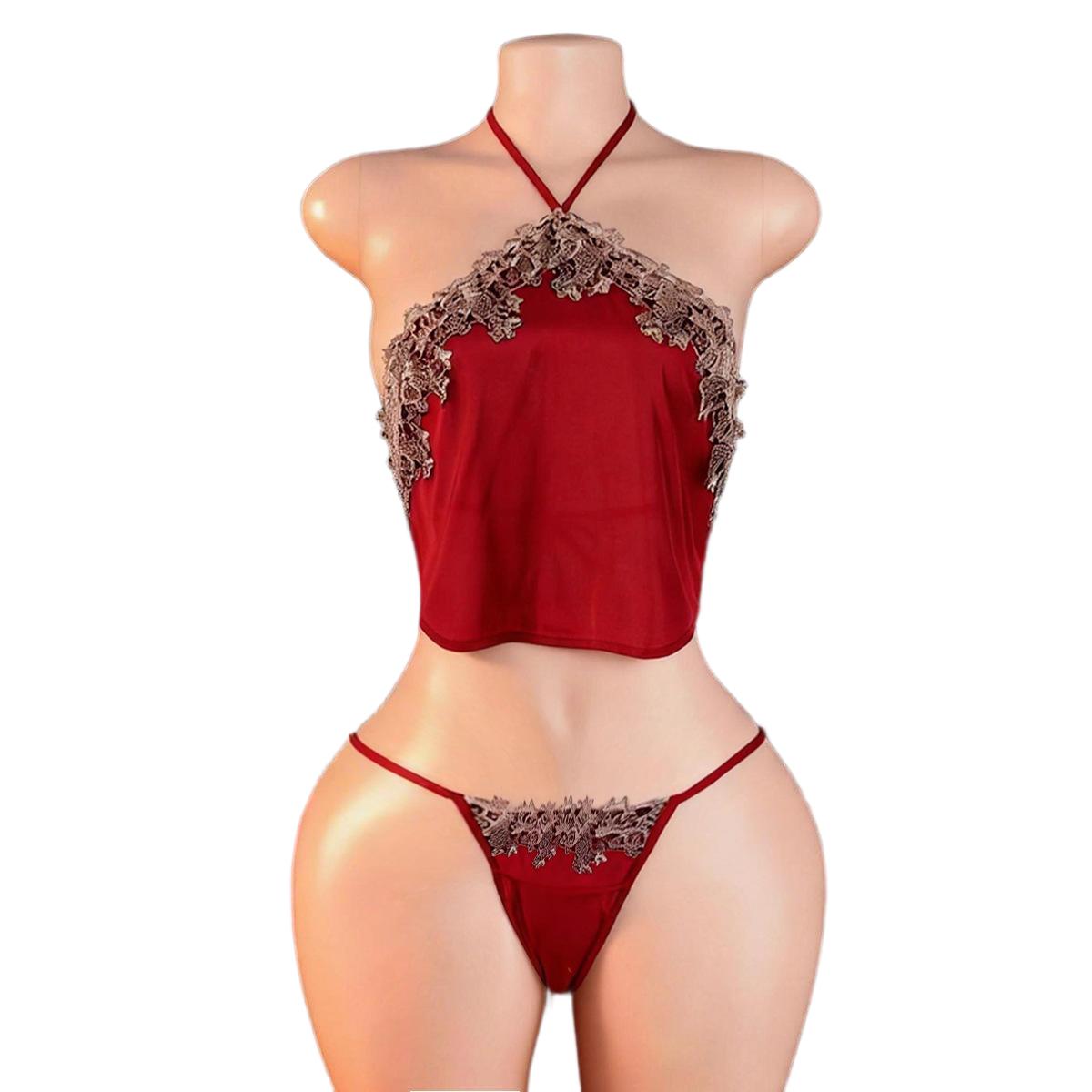 Anime Cosplay Women - Roter Hof-Bauchwickel mit Höschen-Sling, Schlafoberteil-Set, sexy
