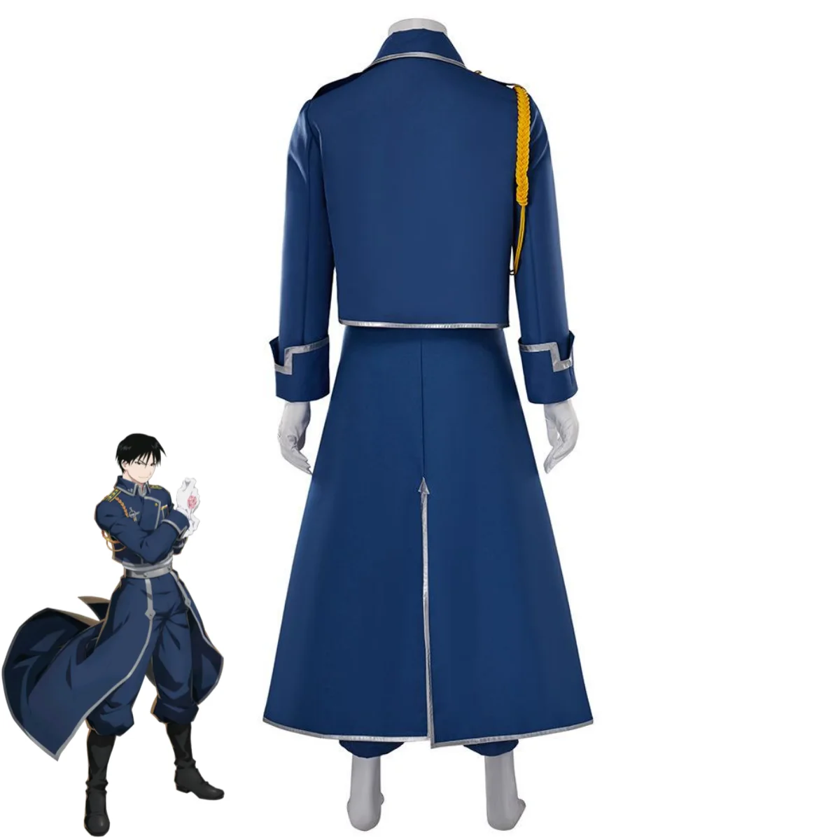 Fullmetal Alchemist Coat - Roy Mustang Cosplay Kostüm Blaue Kampf-Militäruniform