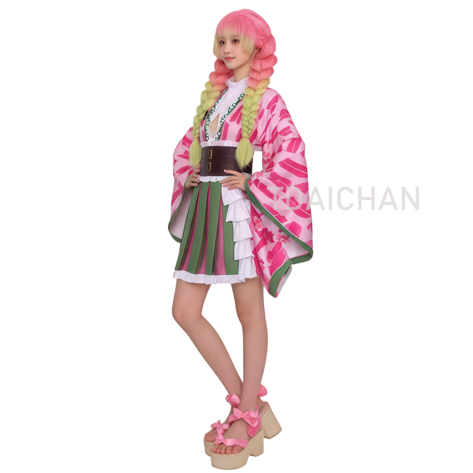 Anime Kanroji Mitsuri Cosplay  – Cosplay Anime Pink Hair Bewertung und Preis