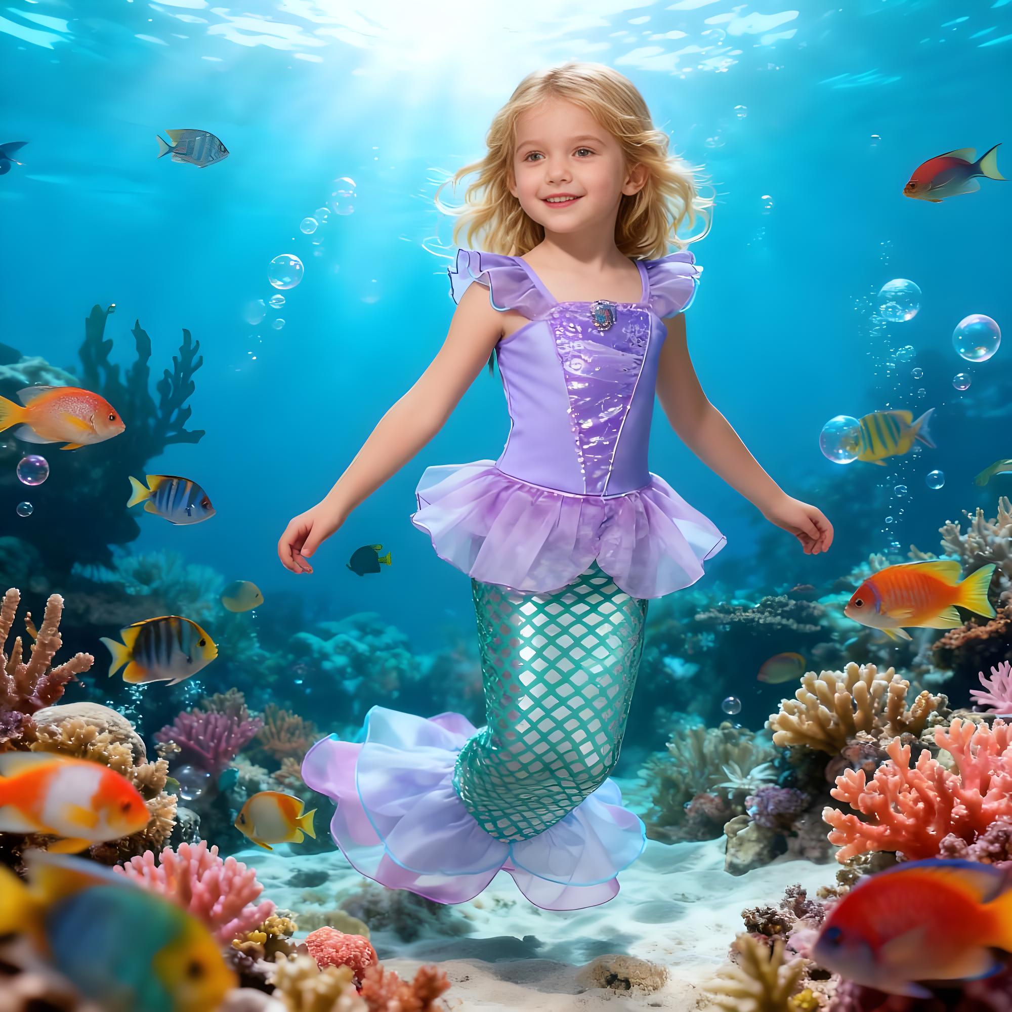 Sommer Meerjungfrau Geburtstag – Anime Cosplay Little Girl Bewertung und Preis